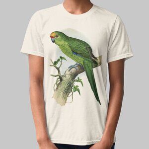 Yellow-crowned Parakeet Parrot Print Short Sleeve Graphic Tee T-shirt S M L XL